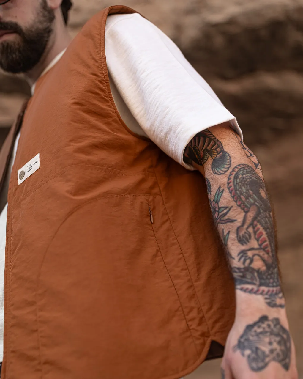 Fern Quilted Reversible Liner Vest - Rust,Men Tops
