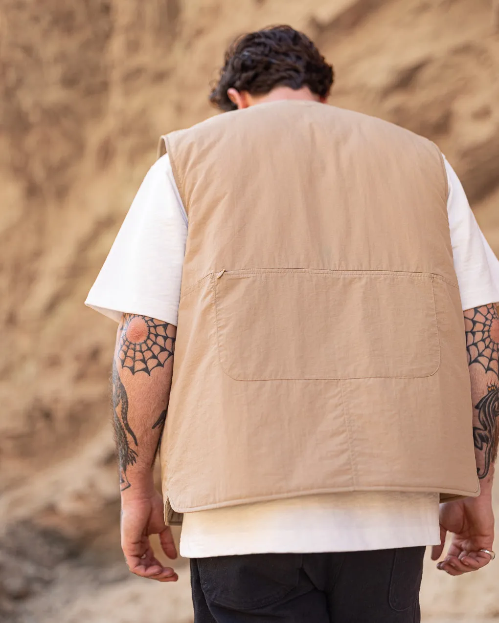 Fern Quilted Reversible Liner Vest - Sand,Men Tops