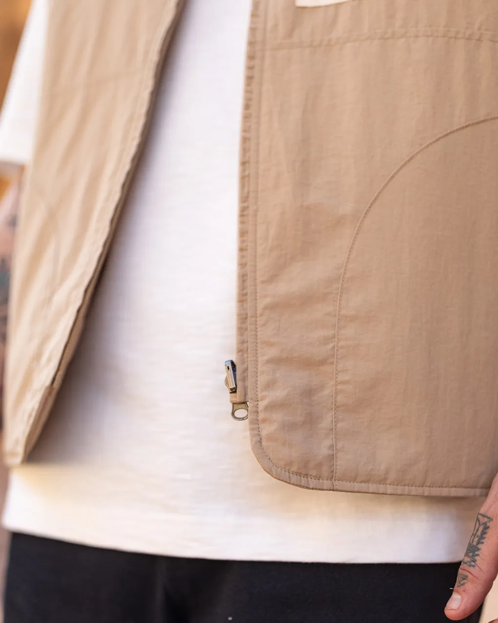 Fern Quilted Reversible Liner Vest - Sand,Men Tops