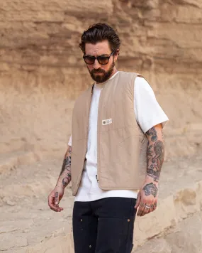 Fern Quilted Reversible Liner Vest - Sand,Men Tops