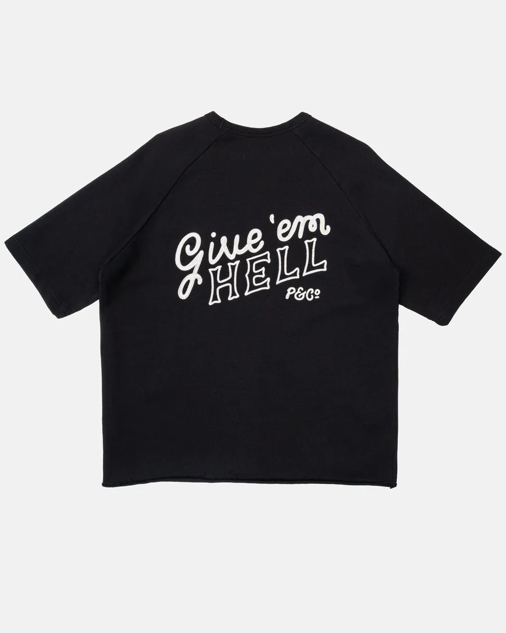 Give 'Em Hell Short Sleeve Sweatshirt - Washed Black,Men Tops