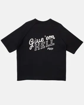 Give 'Em Hell Short Sleeve Sweatshirt - Washed Black,Men Tops