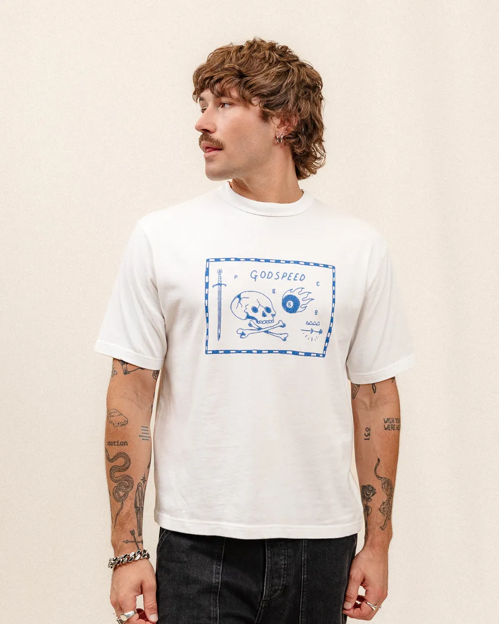 Godspeed Boxy T-Shirt - Off White,Men Tops