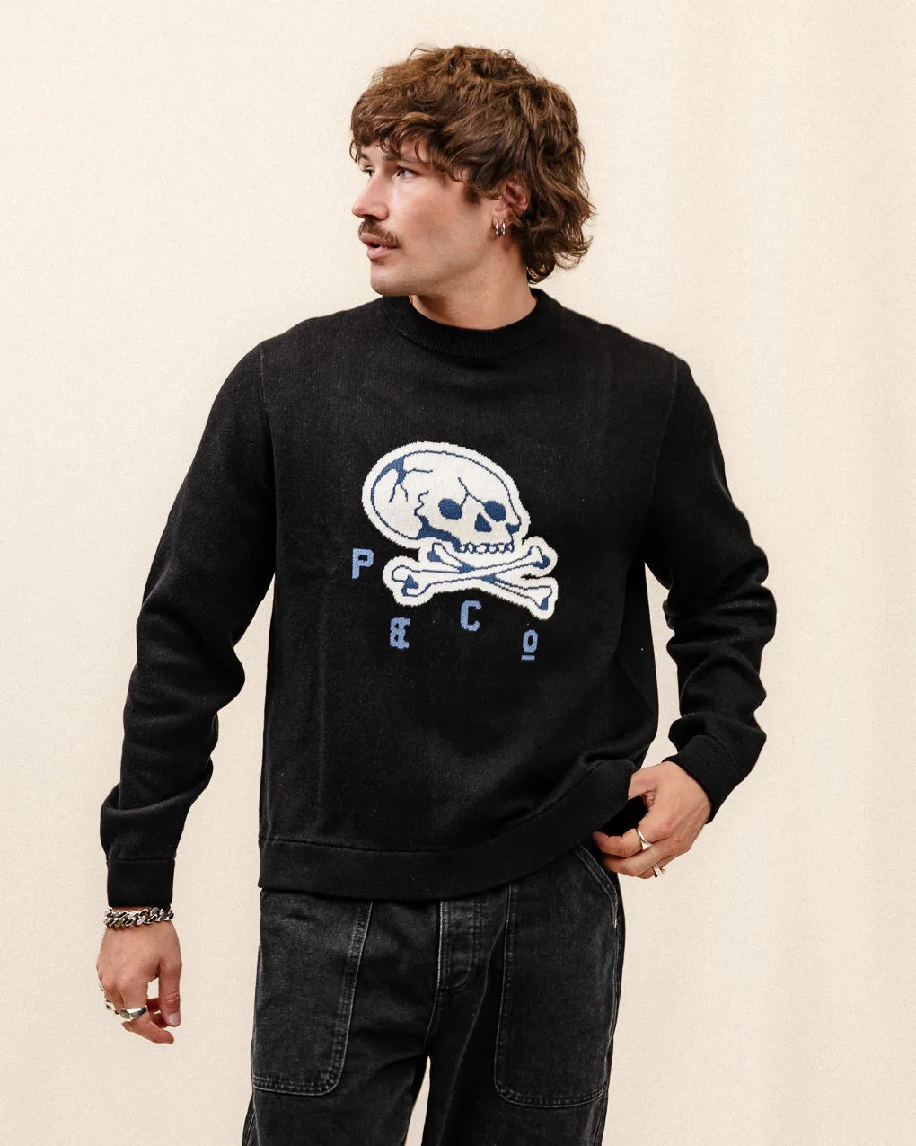 Godspeed Skull Knit Jumper - Black,Men Tops