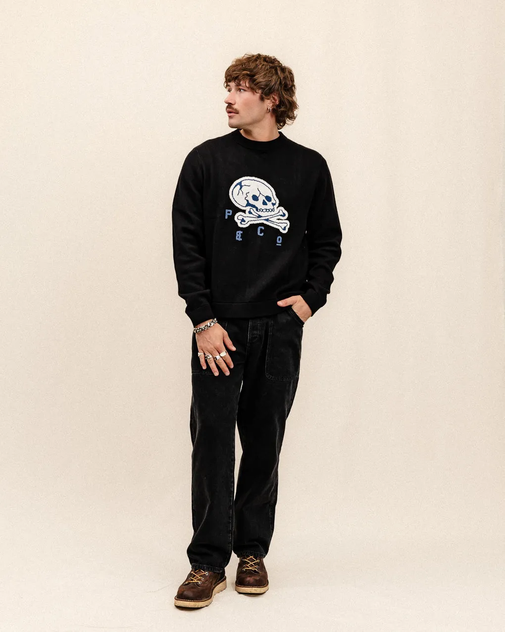 Godspeed Skull Knit Jumper - Black,Men Tops