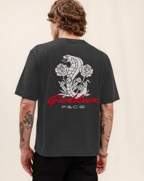 Good Luck Snake Boxy T-Shirt - Light Acid Wash,Men Tops