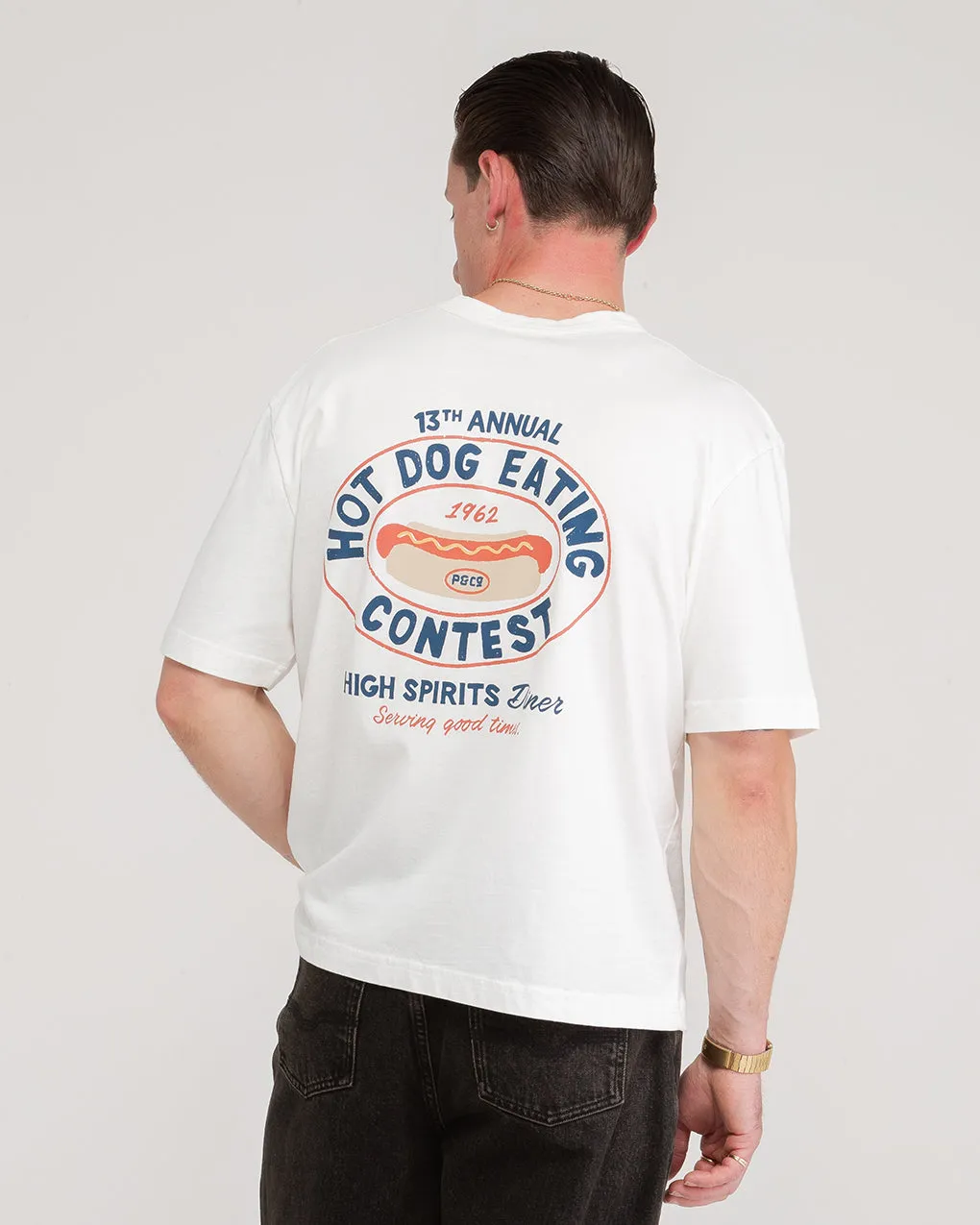 High Spirits Diner Boxy T-Shirt - Off White,Men Tops