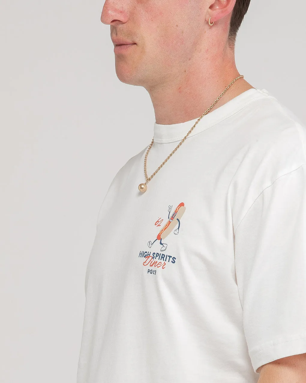 High Spirits Diner Boxy T-Shirt - Off White,Men Tops