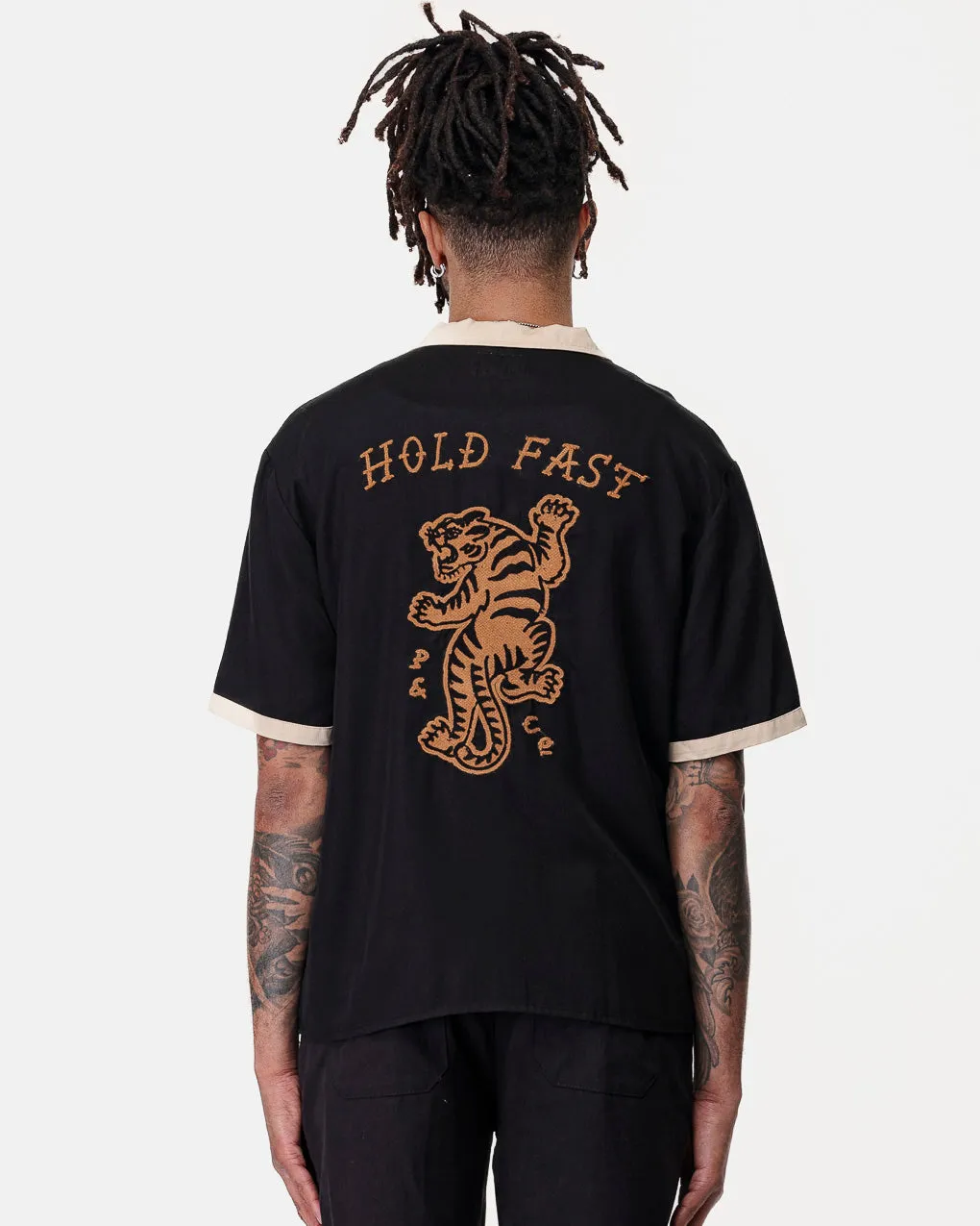 Hold Fast Bowling Shirt - Washed Black,Men Tops
