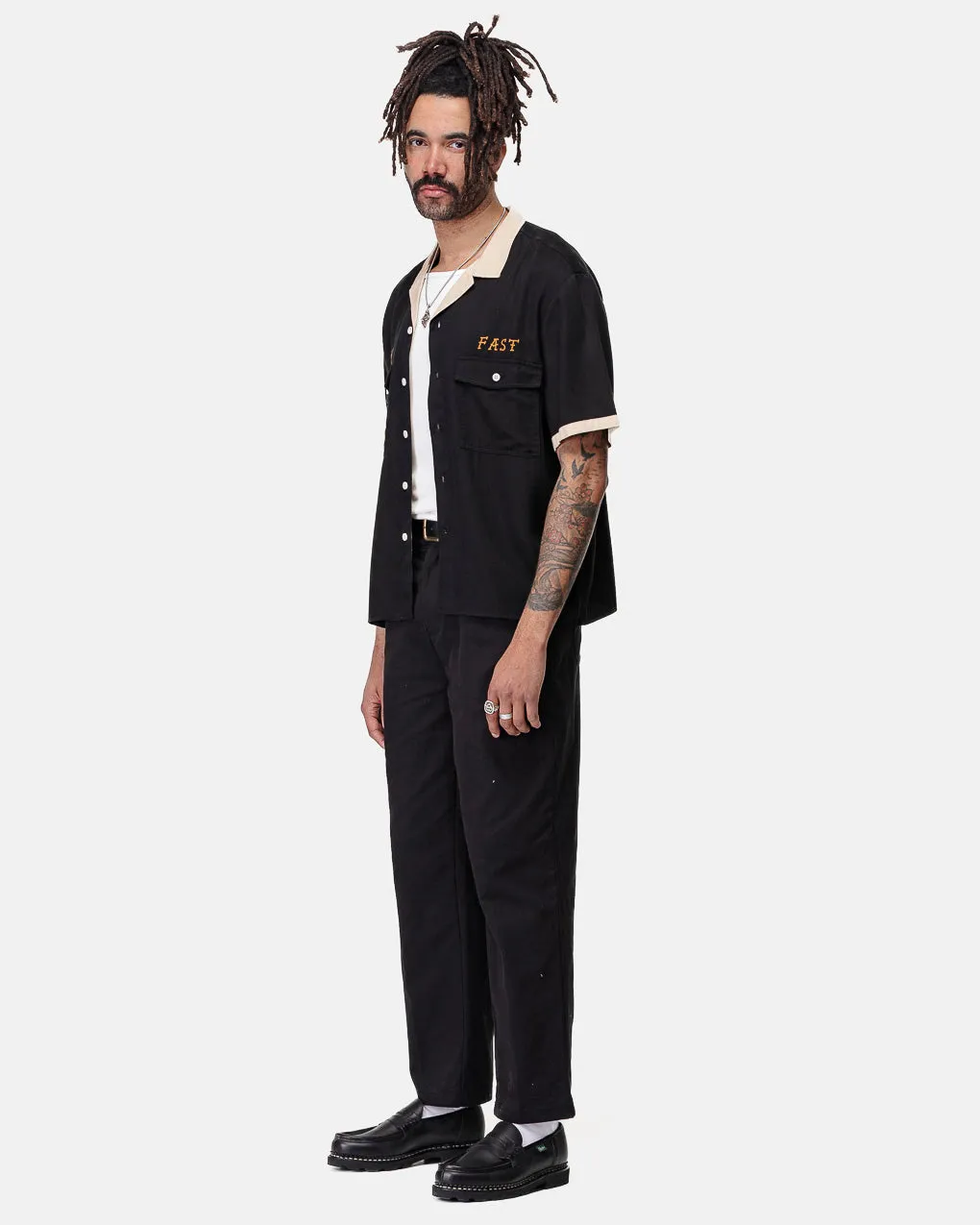 Hold Fast Bowling Shirt - Washed Black,Men Tops
