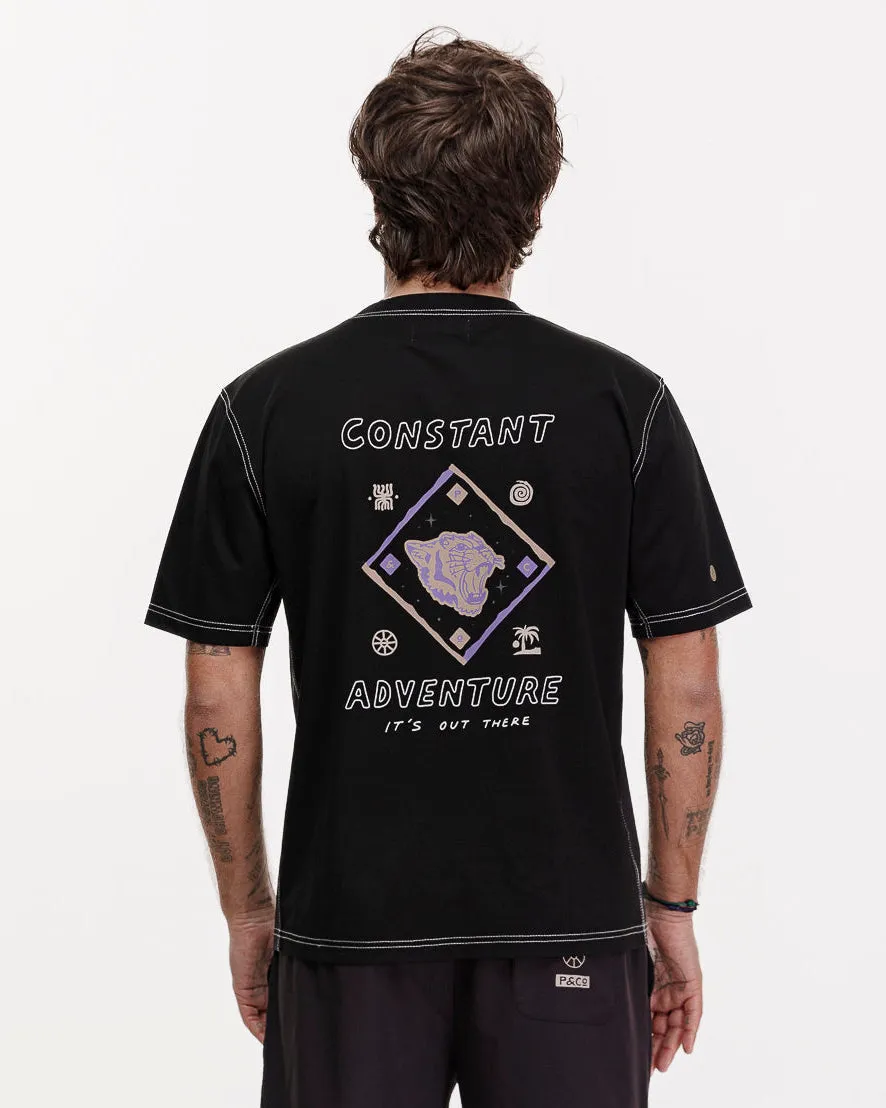 It's Out There Trail T-Shirt?- Washed Black,Men Tops