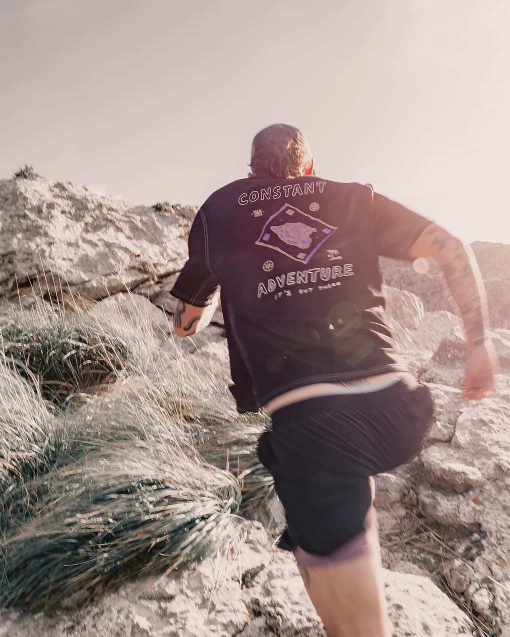 It's Out There Trail T-Shirt?- Washed Black,Men Tops