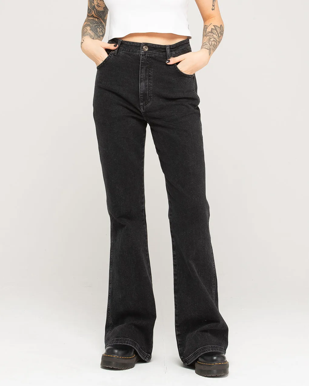 Jett Kickflare Jean - Washed Black,Women Tops