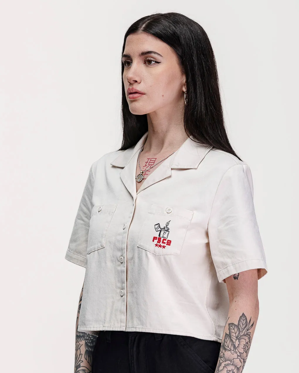 Lucille's Dive Bar Bowling Shirt - Bone,Women Tops