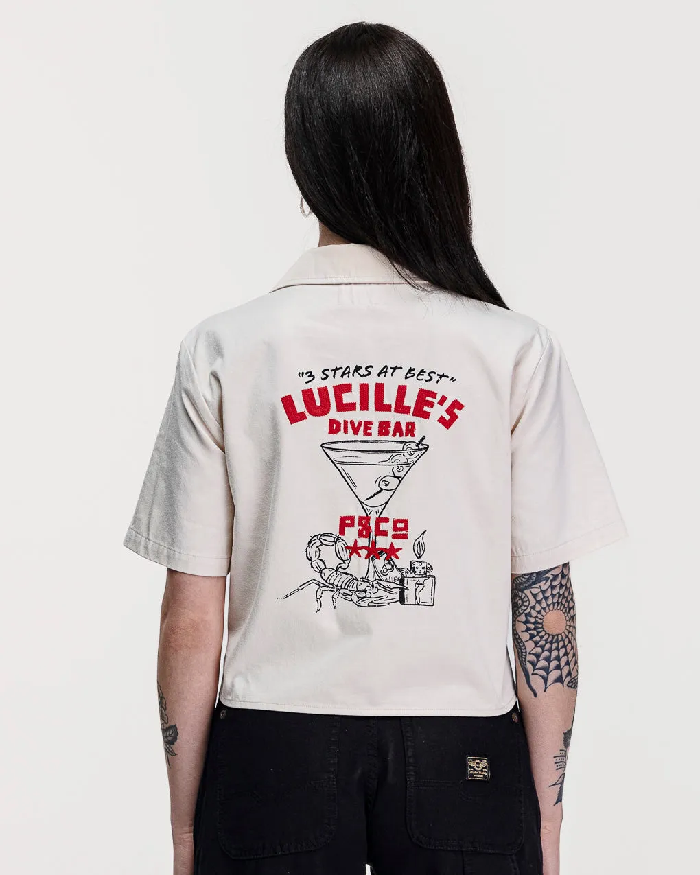 Lucille's Dive Bar Bowling Shirt - Bone,Women Tops