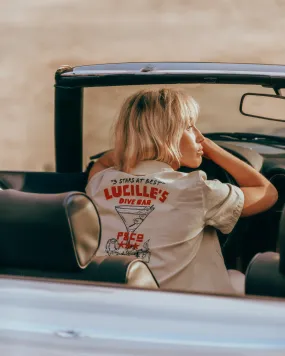 Lucille's Dive Bar Bowling Shirt - Bone,Women Tops