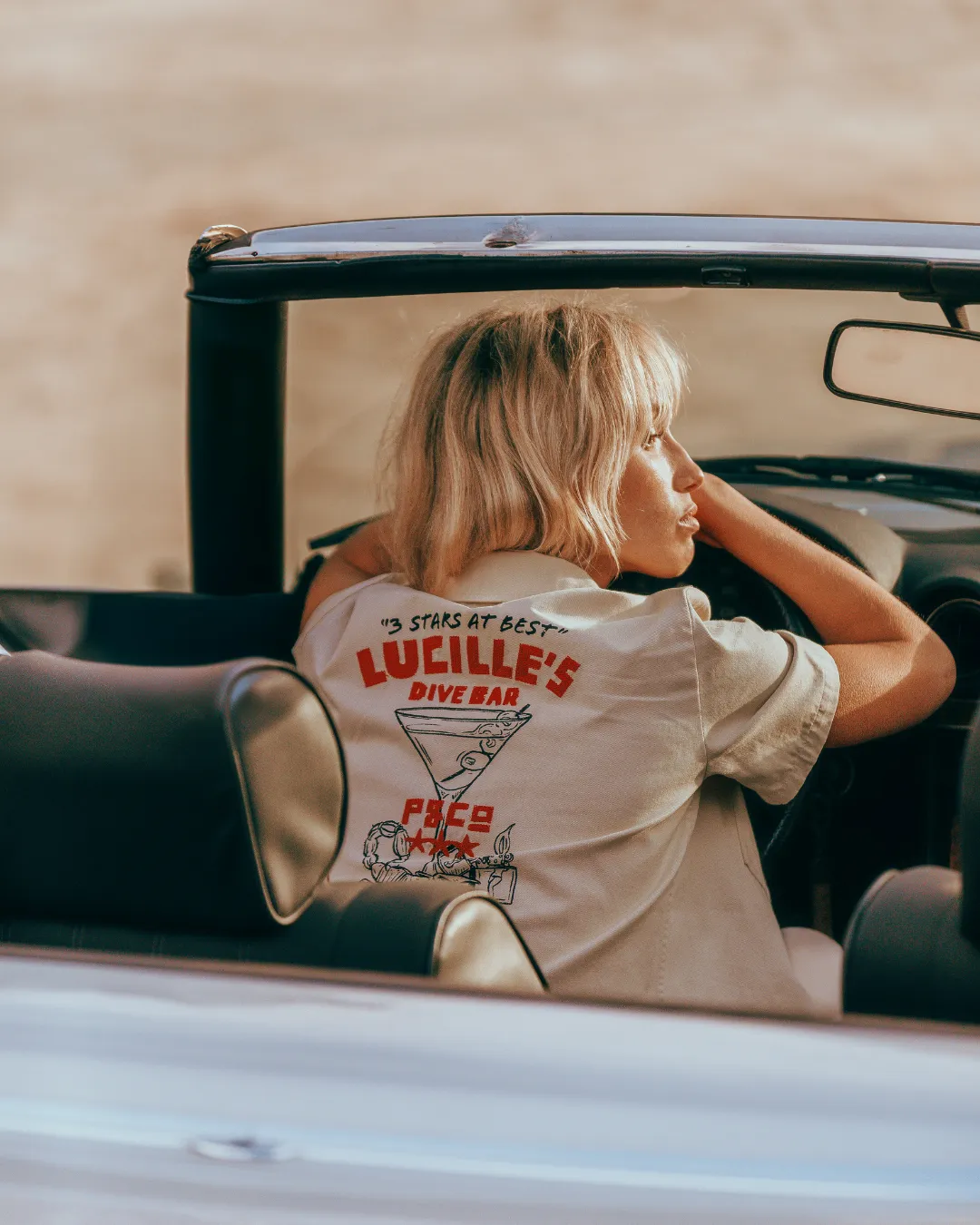Lucille's Dive Bar Bowling Shirt - Bone,Women Tops