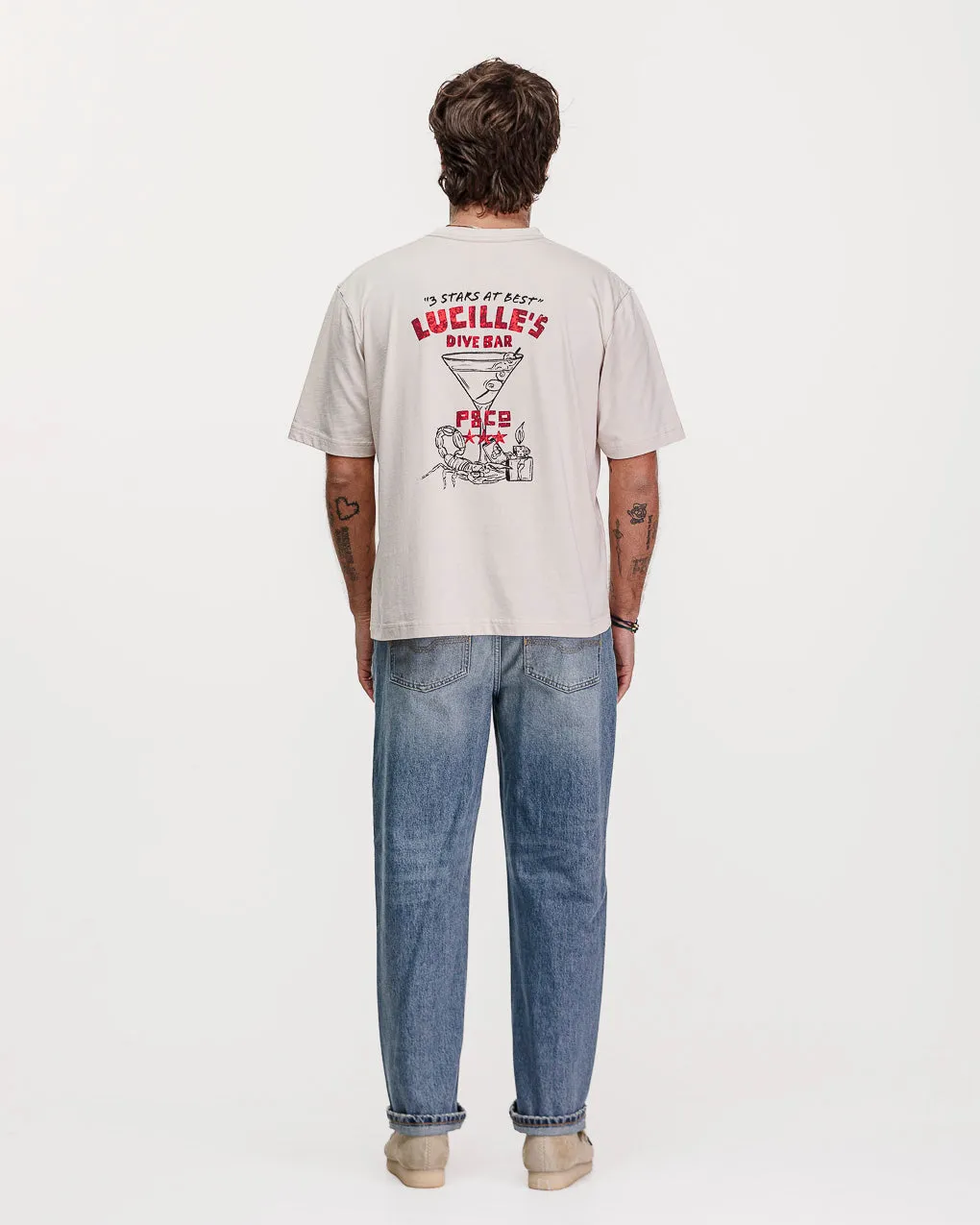 Lucille's Dive Bar Boxy T-Shirt?- Bone,Men Tops