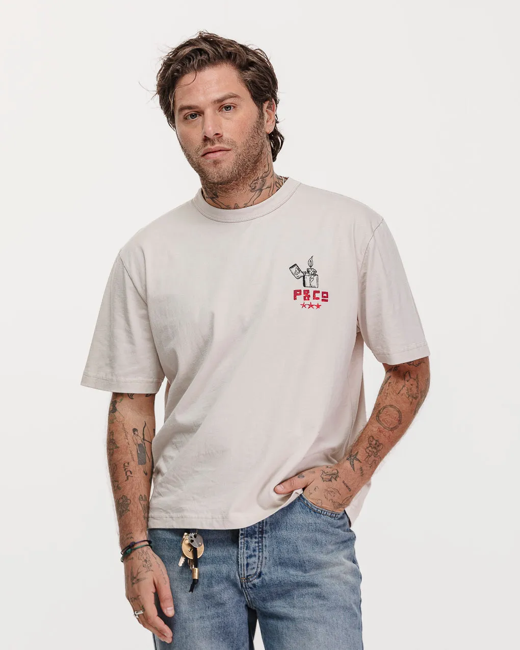 Lucille's Dive Bar Boxy T-Shirt?- Bone,Men Tops