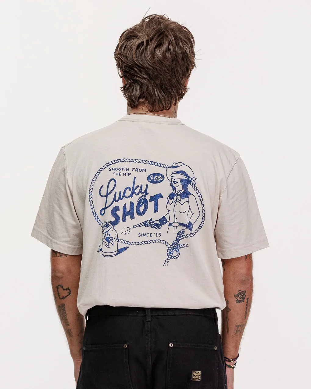 Lucky Shot T-Shirt - Bone,Men Tops