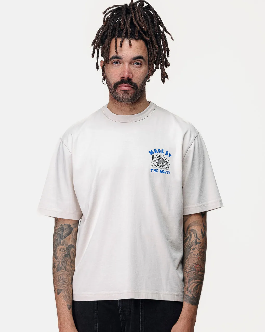 Made By The Waves Boxy T-Shirt - Bone,Men Tops
