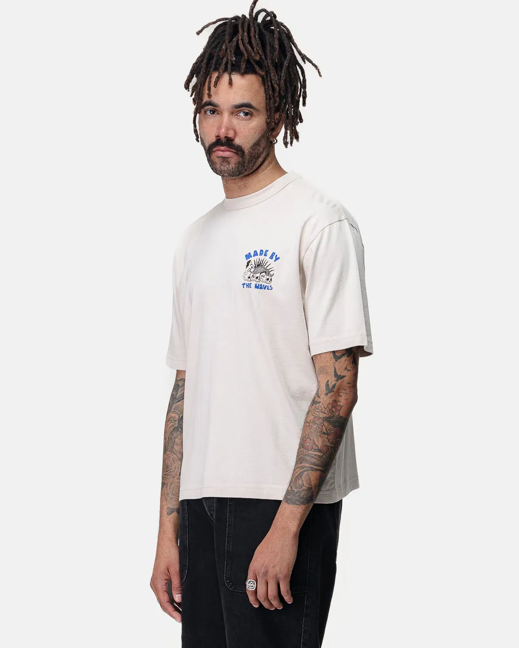 Made By The Waves Boxy T-Shirt - Bone,Men Tops