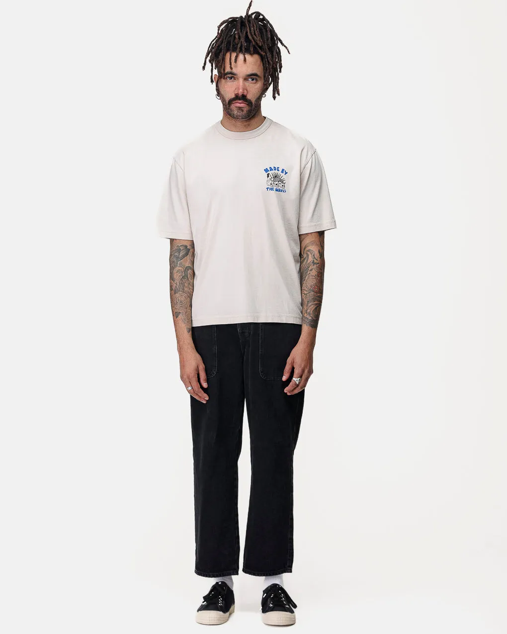 Made By The Waves Boxy T-Shirt - Bone,Men Tops