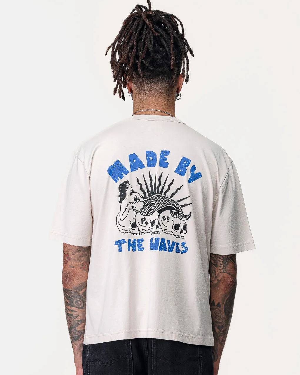 Made By The Waves Boxy T-Shirt - Bone,Men Tops