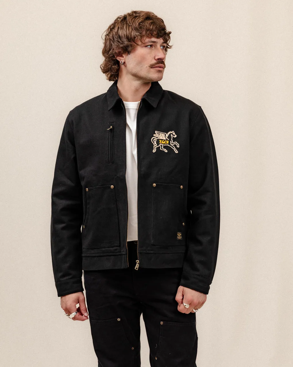Moto Mechanic Jacket - Washed Black,Men Tops