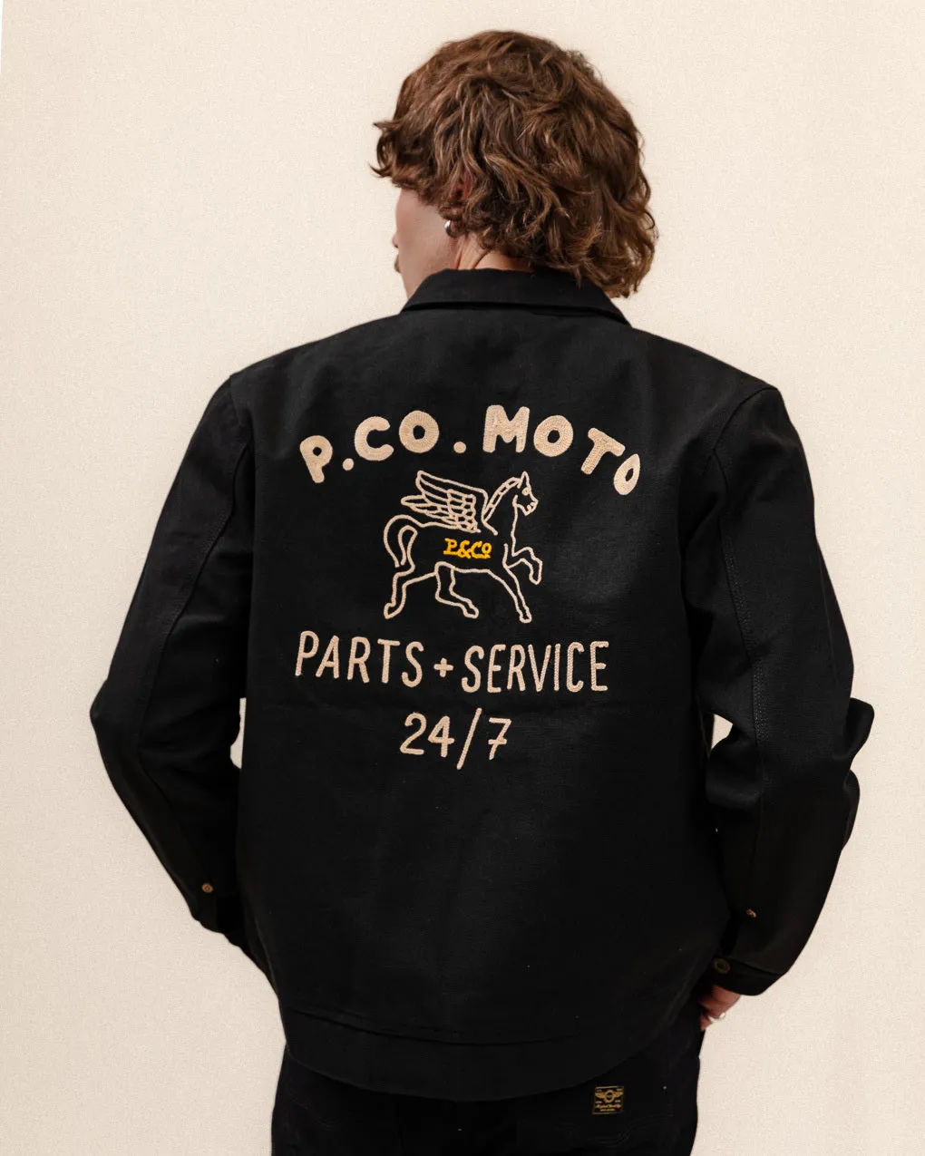 Moto Mechanic Jacket - Washed Black,Men Tops