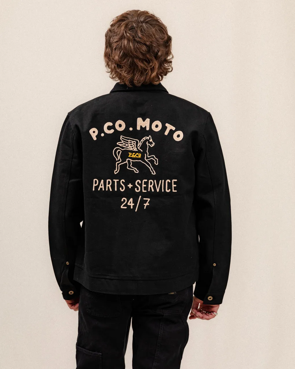Moto Mechanic Jacket - Washed Black,Men Tops