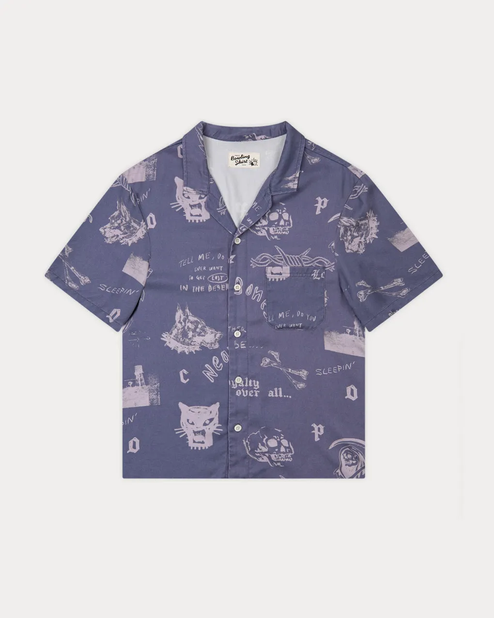 Neon Bones Bowling Shirt - Smoke Blue,Men Tops