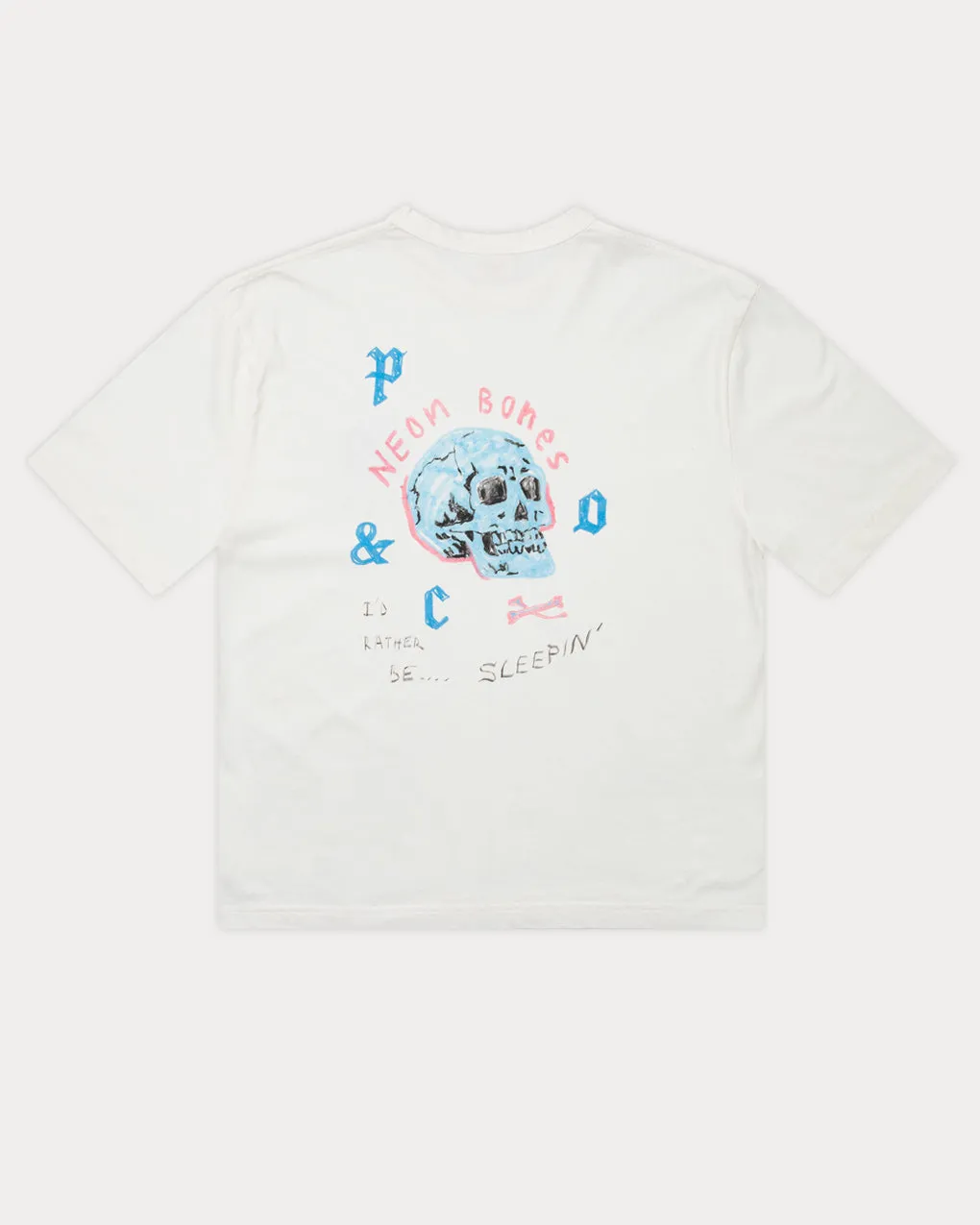 Neon Bones Boxy T-Shirt - Off White,Men Tops