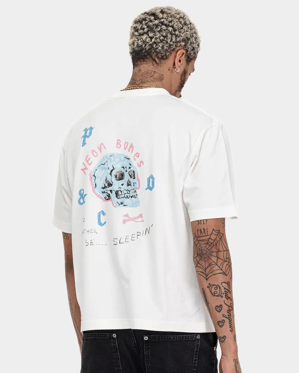 Neon Bones Boxy T-Shirt - Off White,Men Tops