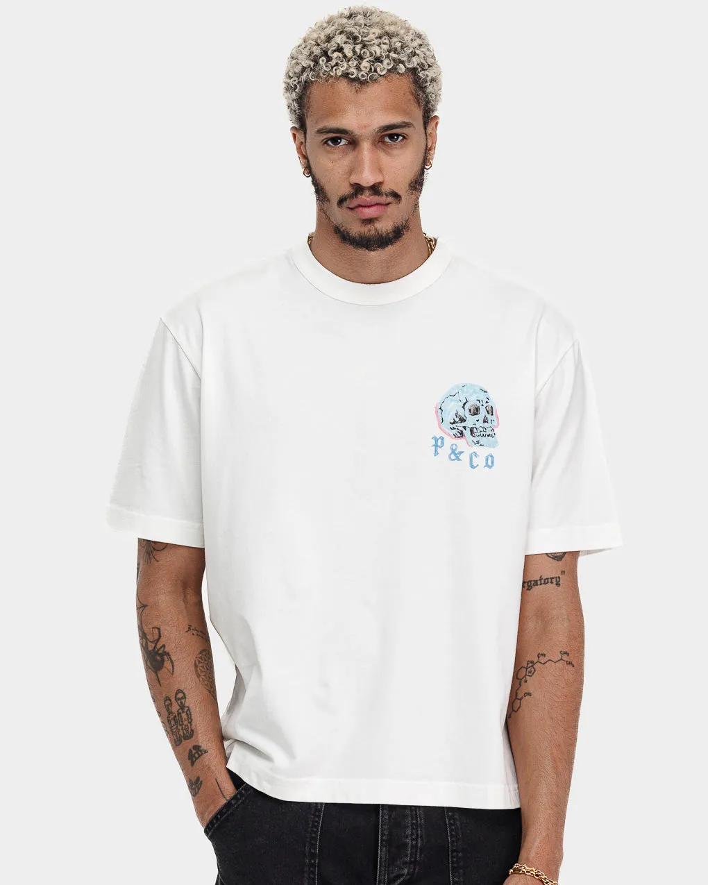 Neon Bones Boxy T-Shirt - Off White,Men Tops