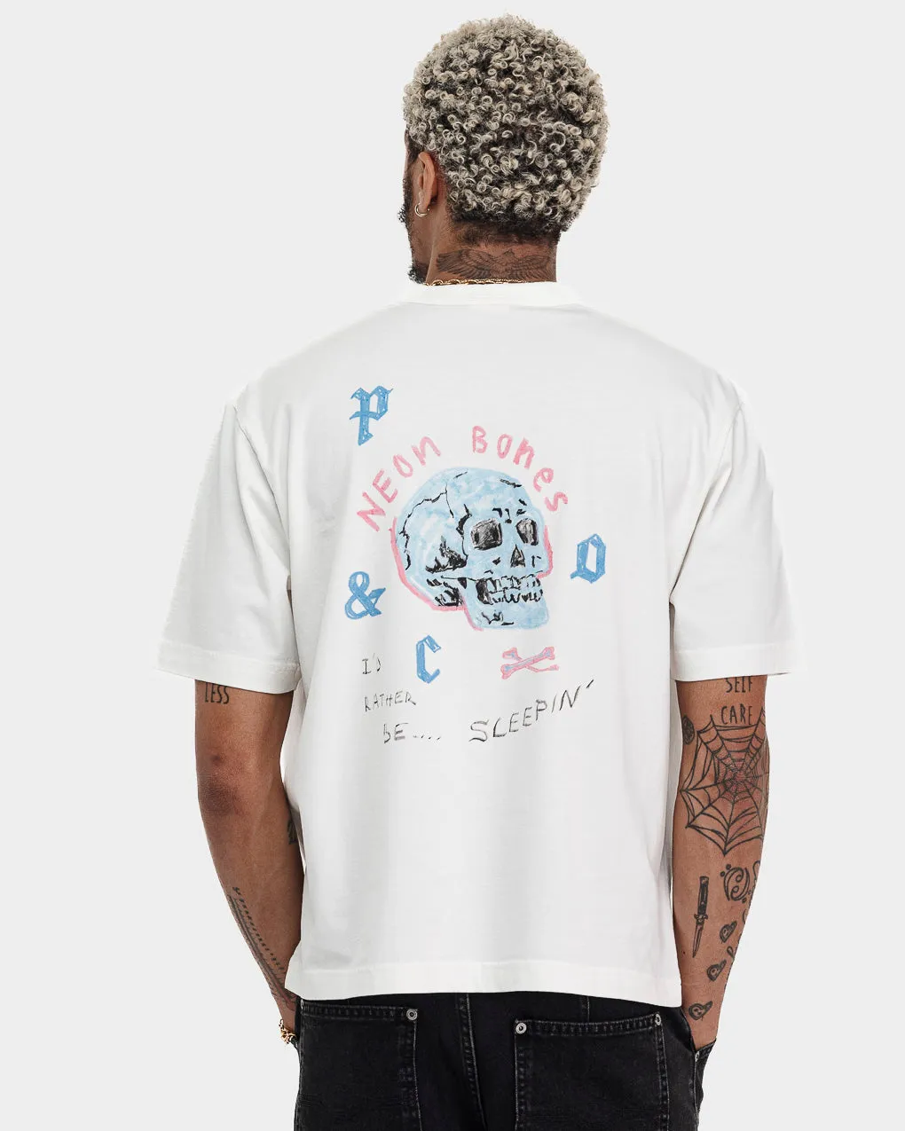 Neon Bones Boxy T-Shirt - Off White,Men Tops