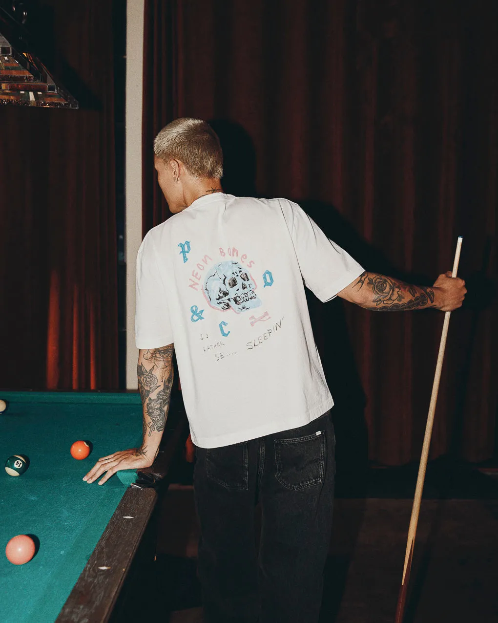 Neon Bones Boxy T-Shirt - Off White,Men Tops
