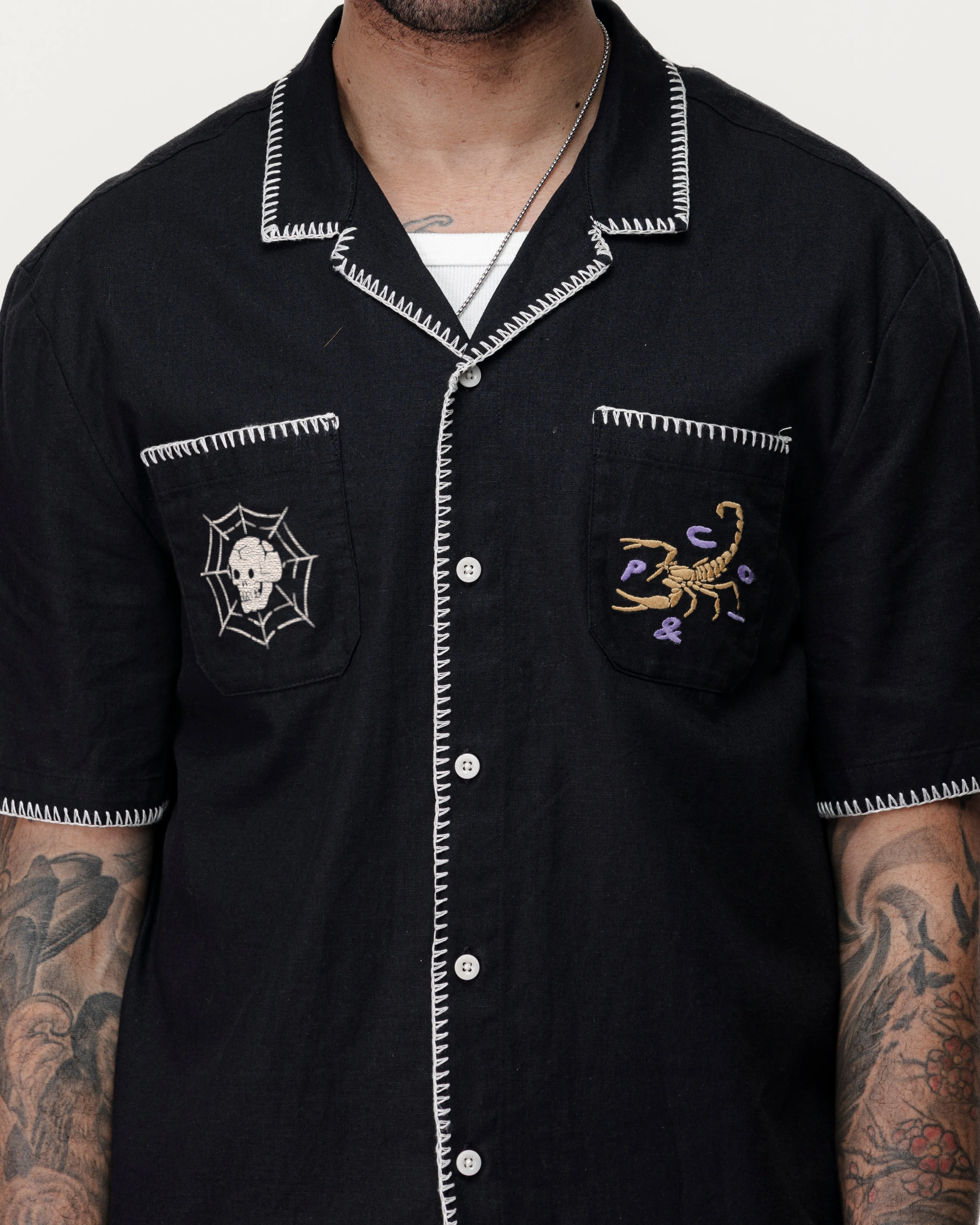 One Shot Resort Shirt - Washed Black,Men Tops