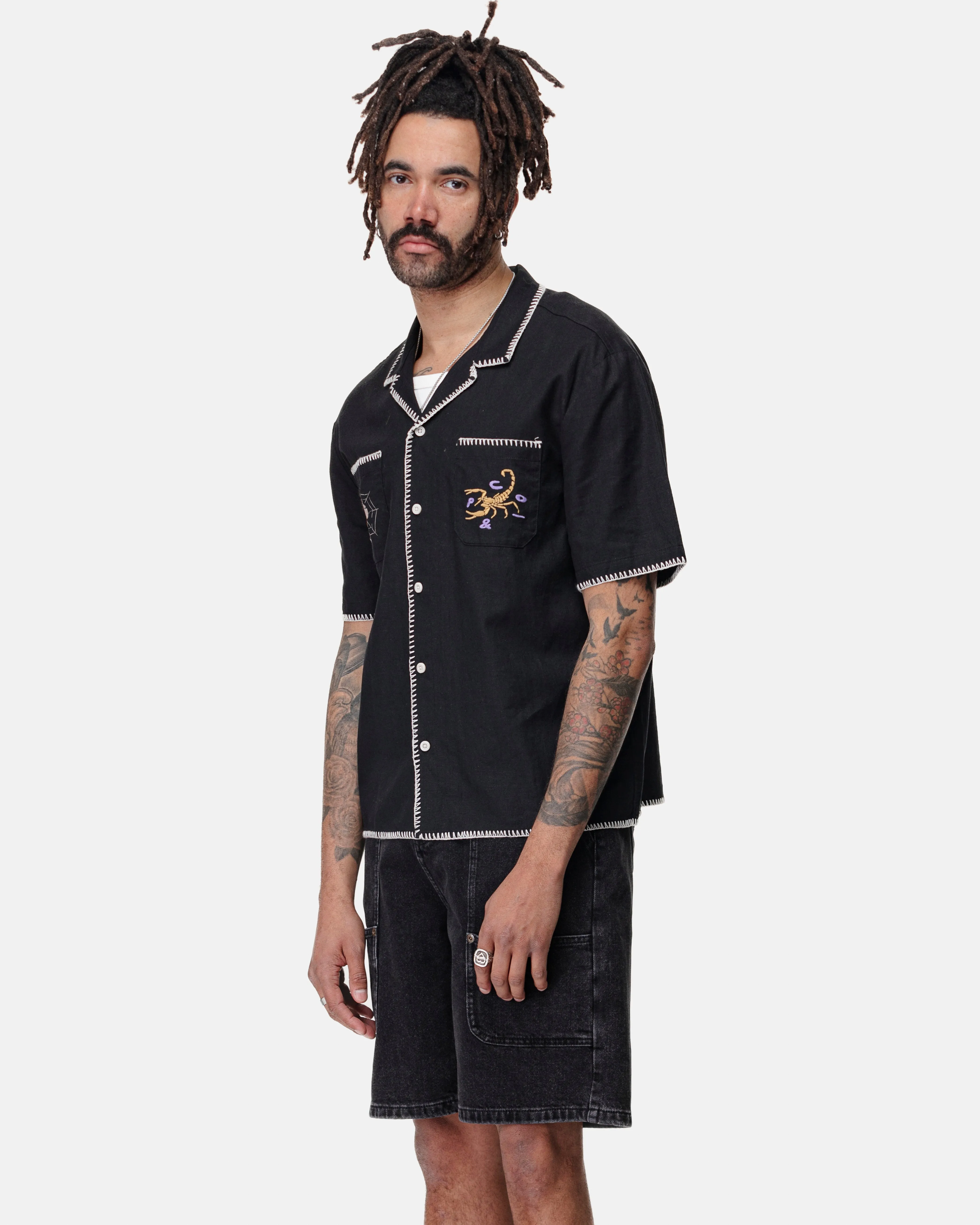 One Shot Resort Shirt - Washed Black,Men Tops