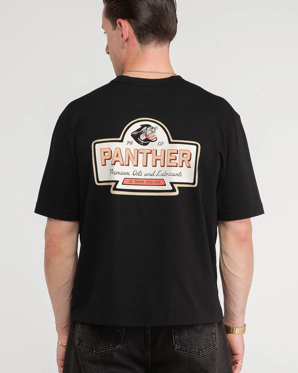 Panther Oils Boxy T-Shirt - Washed Black,Men Tops
