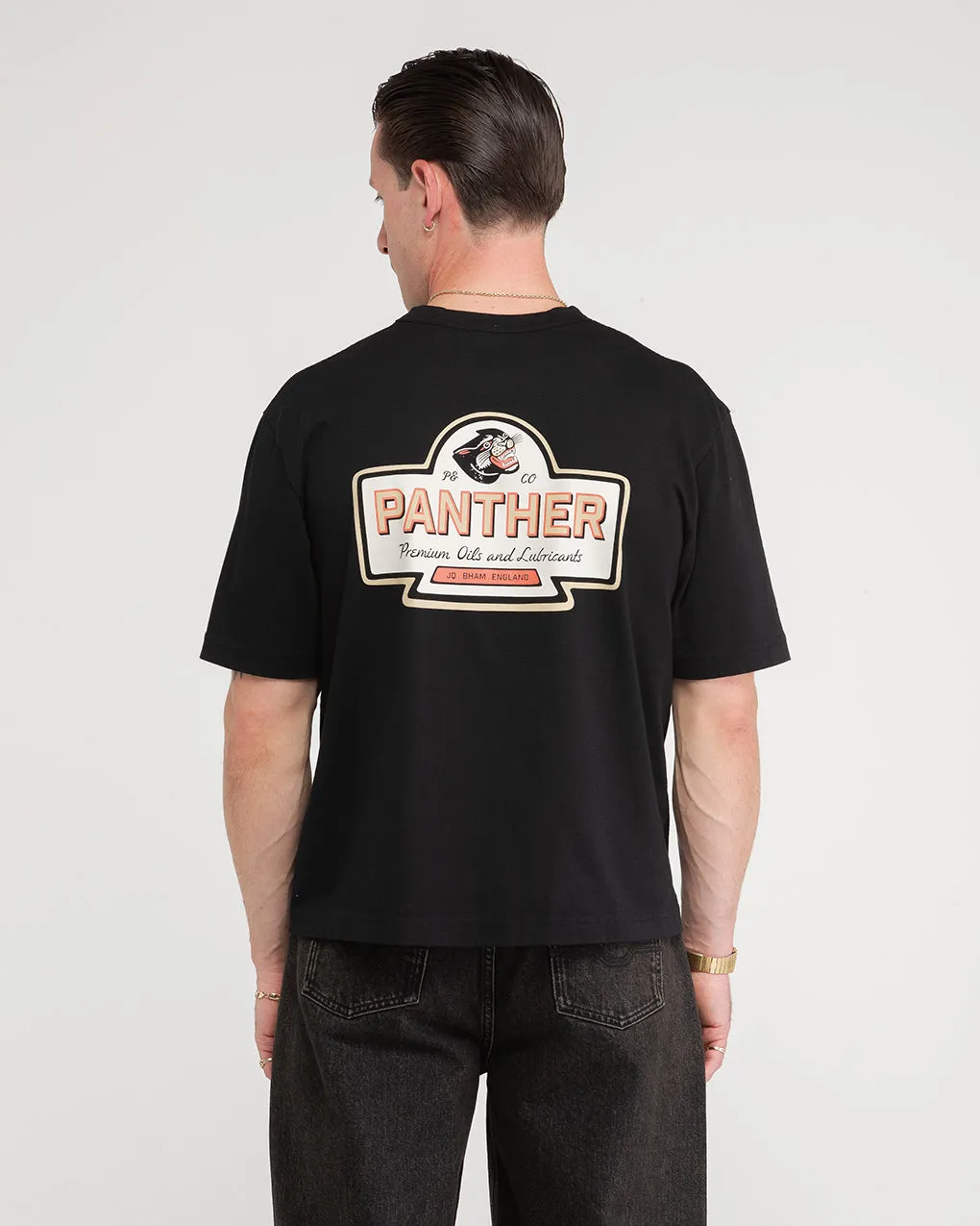 Panther Oils Boxy T-Shirt - Washed Black,Men Tops