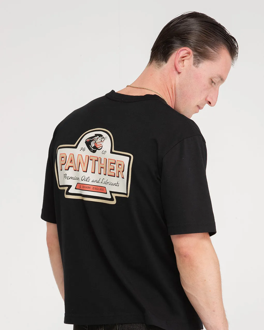 Panther Oils Boxy T-Shirt - Washed Black,Men Tops