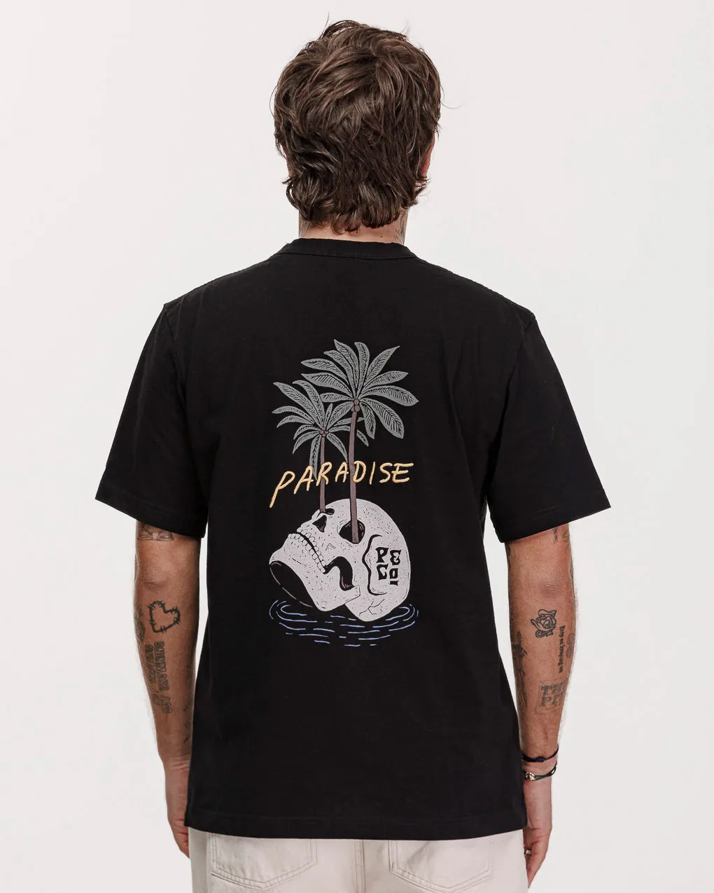 Paradise Palms T-Shirt - Washed Black,Men Tops