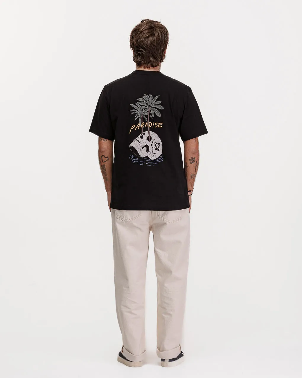Paradise Palms T-Shirt - Washed Black,Men Tops
