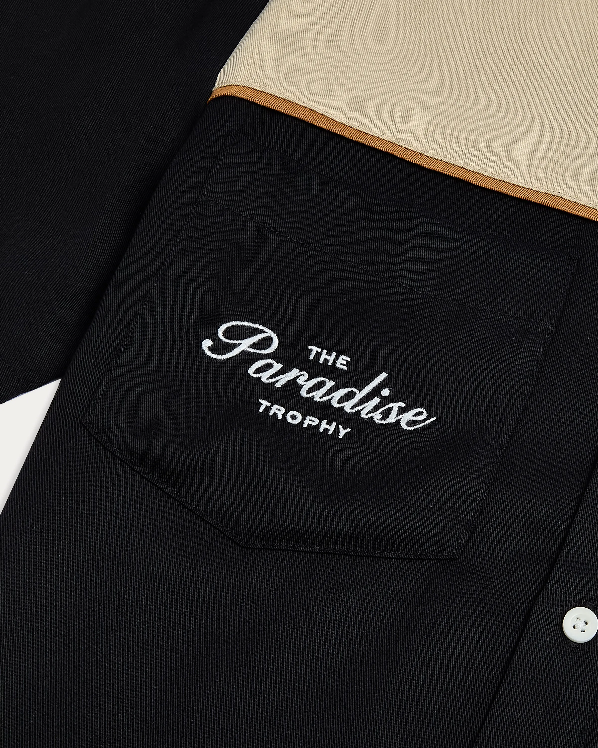 Paradise Trophy Bowling Shirt - Washed Black,Men Tops