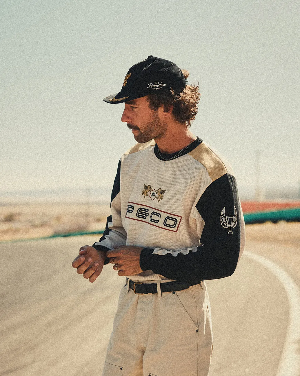 Paradise Trophy Racing Jersey - Ecru,Men Tops