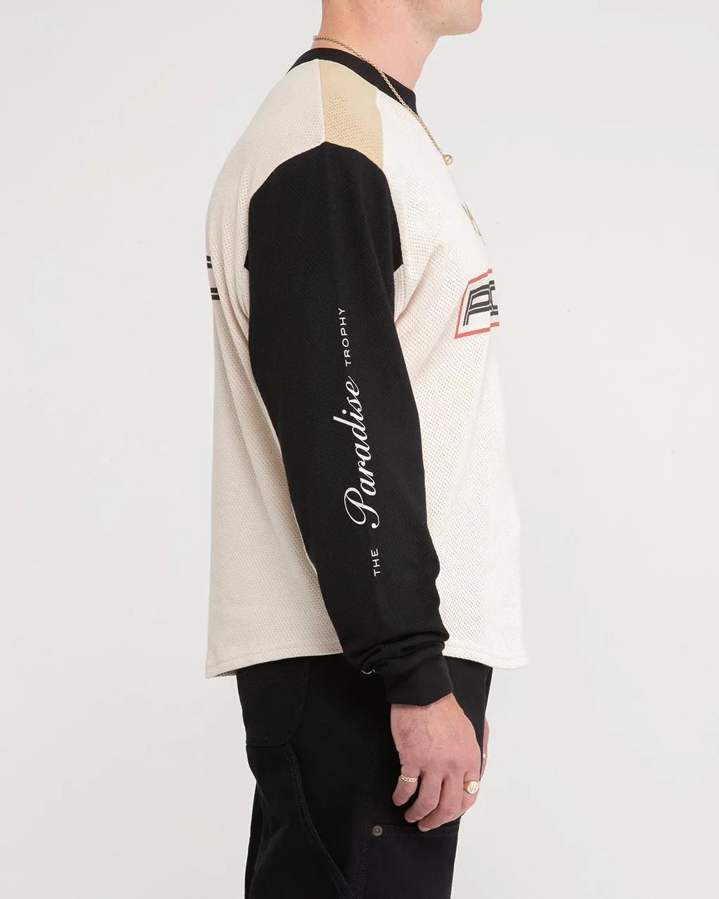 Paradise Trophy Racing Jersey - Ecru,Men Tops