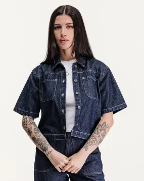 Parlor Denim Shirt - Navy,Women Tops