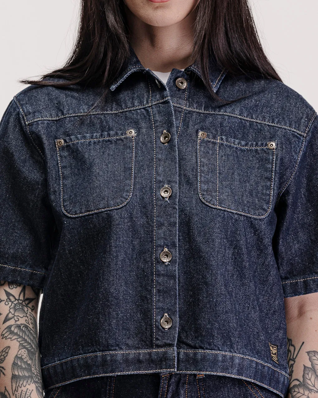 Parlor Denim Shirt - Navy,Women Tops