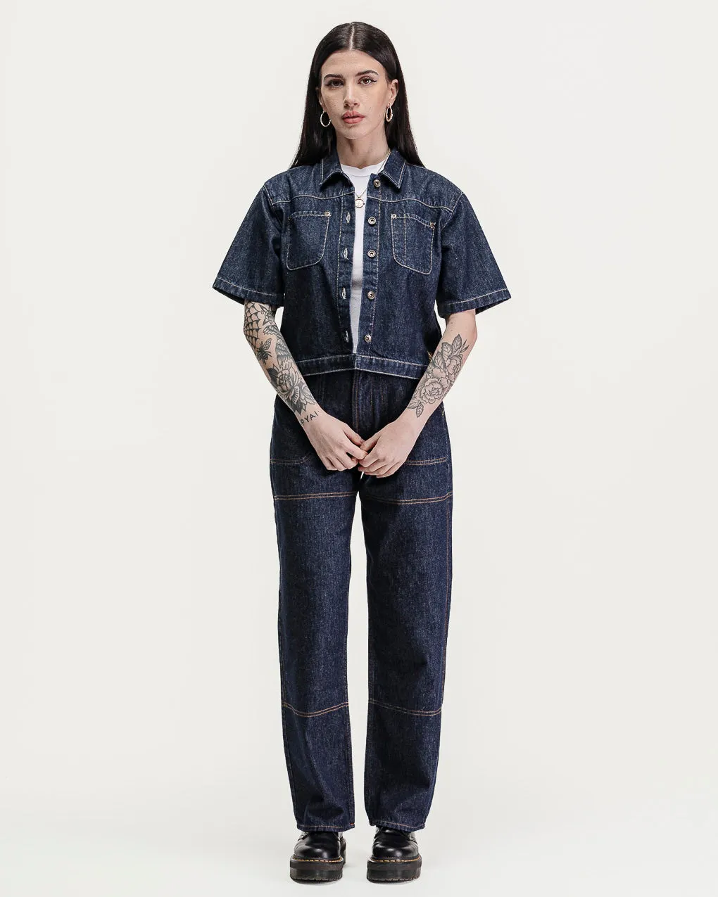 Parlor Denim Shirt - Navy,Women Tops